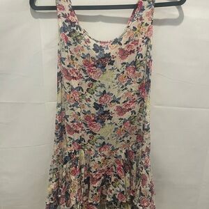 Free People Y2K 90’s Floral print drop waist mini dress size 4.